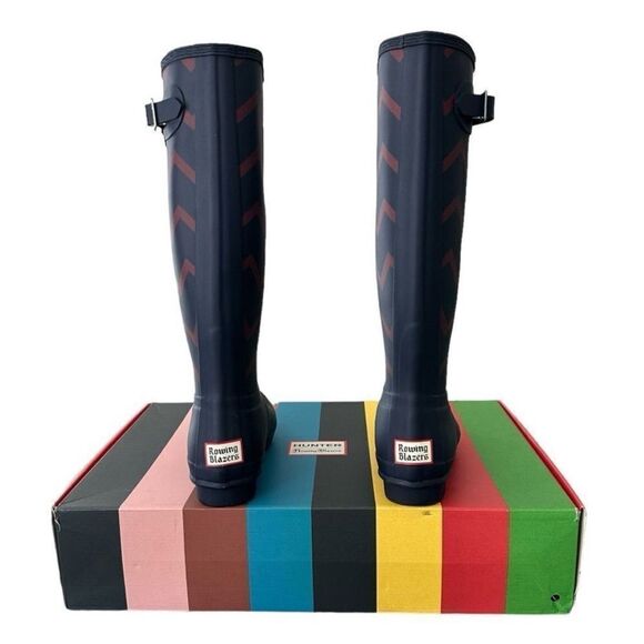 Hunter Rain Boots Rowing Blazers X Hunter Zig Zag Ultra Tall Knee High Chevron - Picture 5 of 13